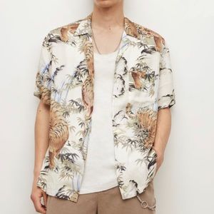 🐅 All Saints Sumerian Tiger Short Sleeve Button Down Shirt